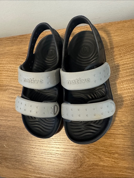 Native Other - Native Kids Black Sandals with Light Gray Straps